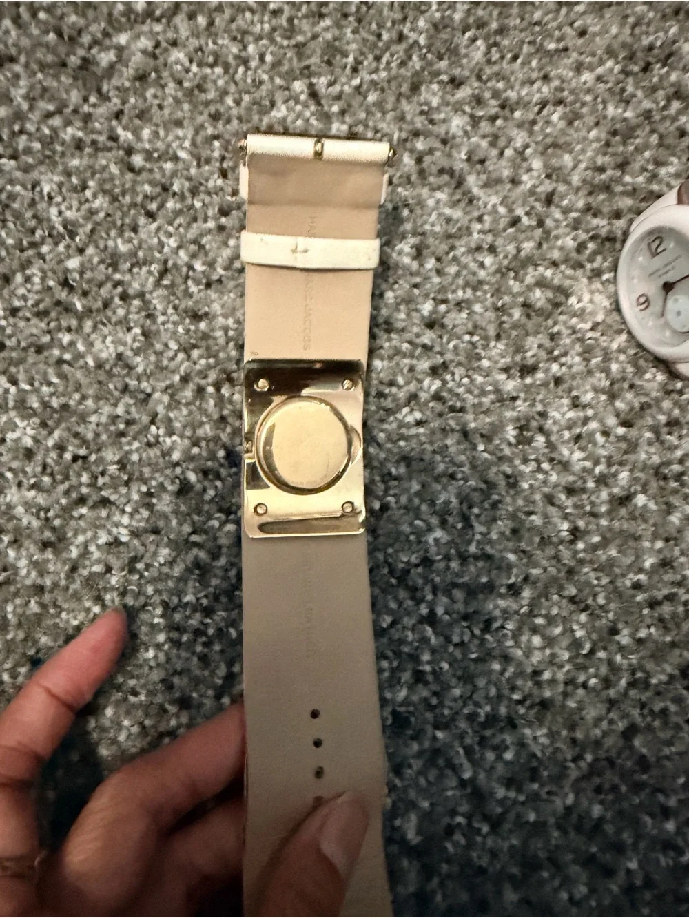 Marc by Marc Jacobs White Leather Bracelet with Gold Logo Turnlock